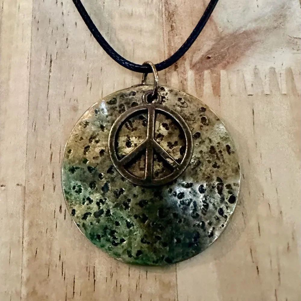Brass Peace Pendant Necklace